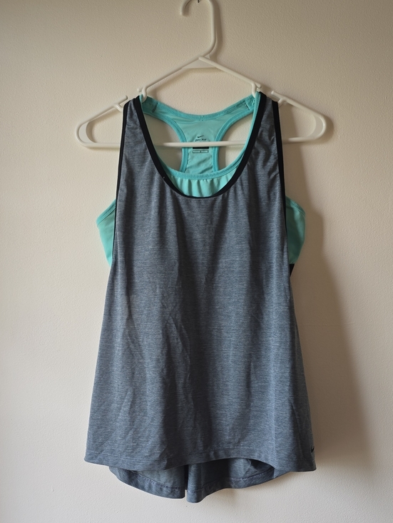 Nike Tops - Nike Gray Performance Tank with Teal Sports Bra